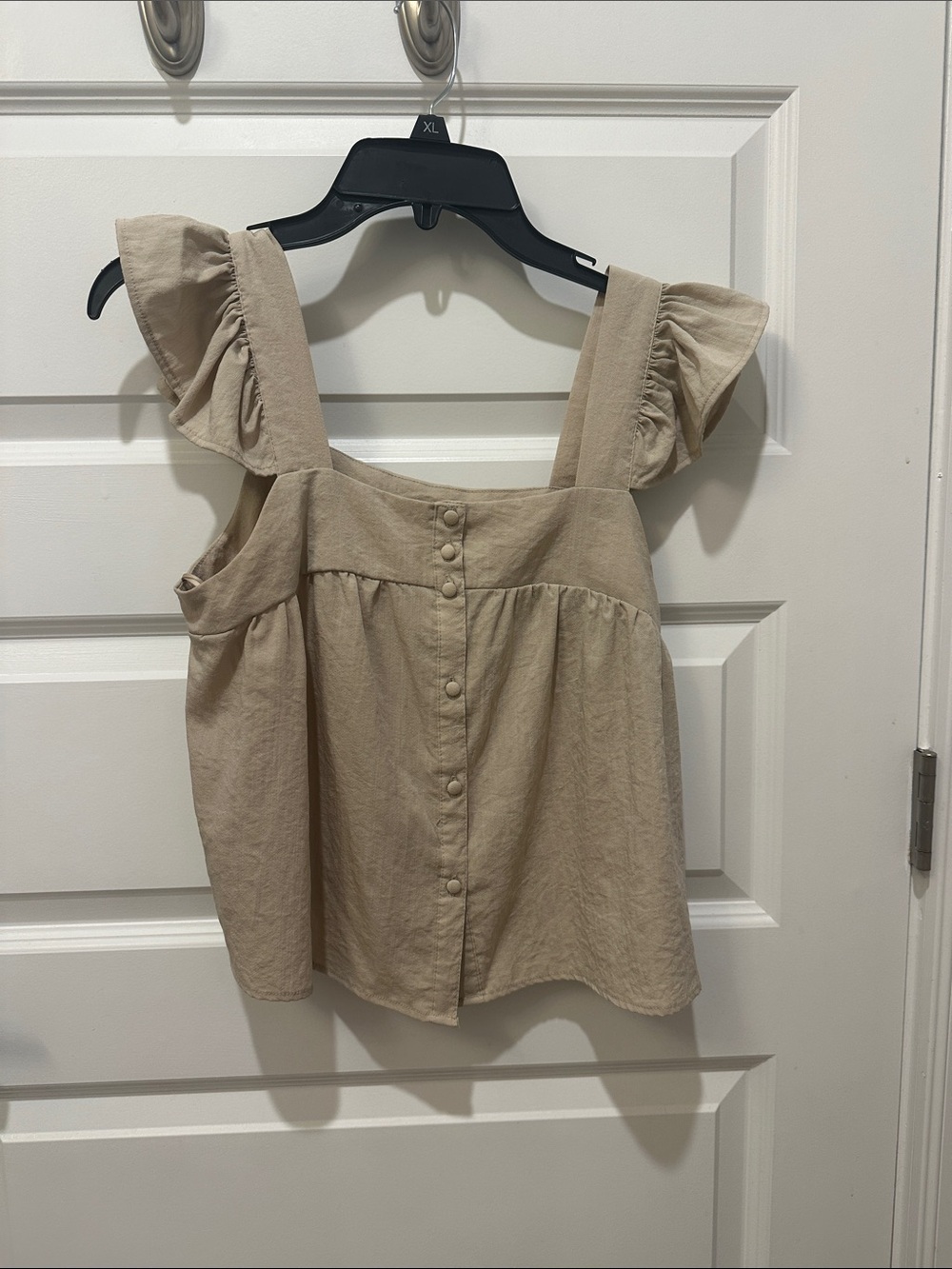 H&M Beige Ruffle-Strap Button-Front Camisole